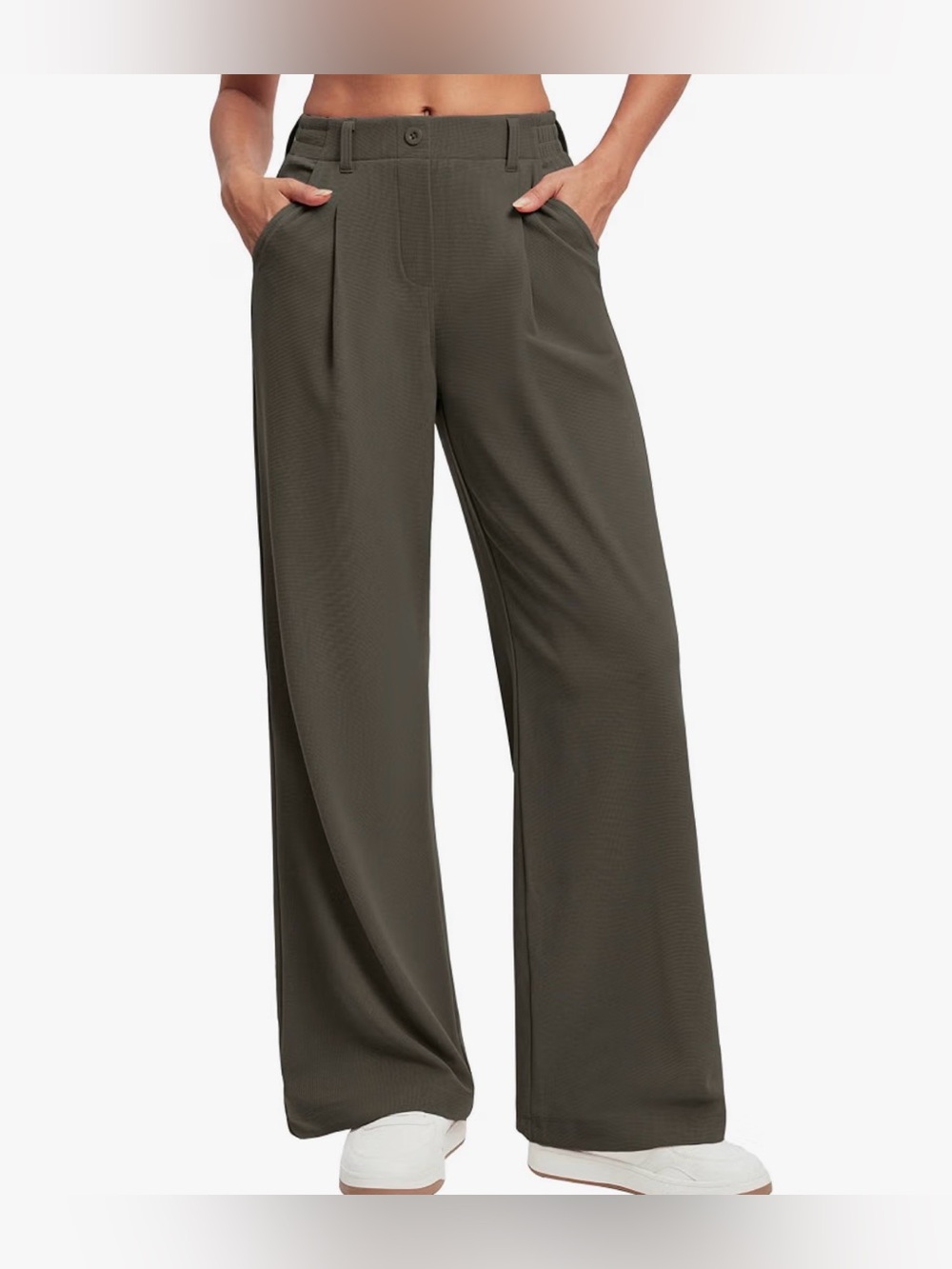 Ewedoos Stretchy Wide Leg Dress Pants Olive Green Size Medium